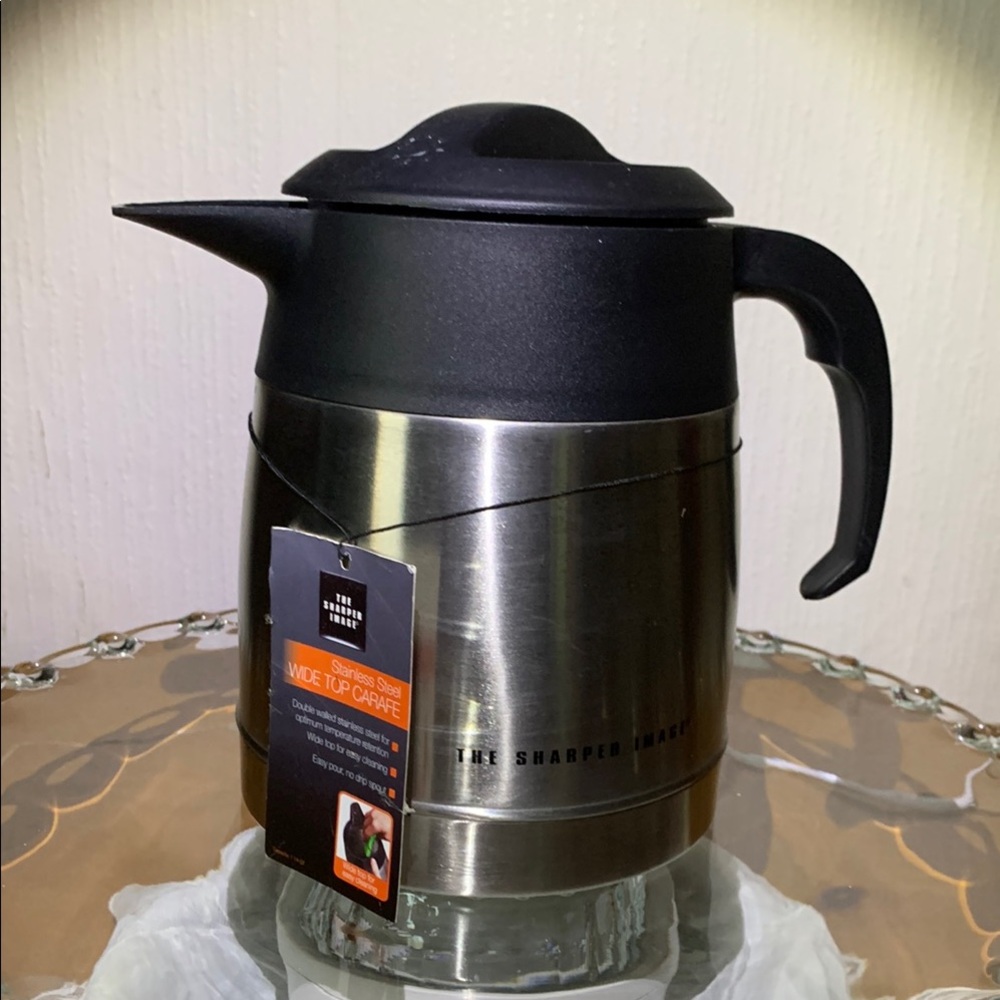 Sharper Image Black and Stainless Steel Thermal Carafe NWT